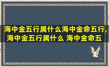 海中金五行属什么海中金命五行,海中金五行属什么 海中金命五 🐺 行 🌹